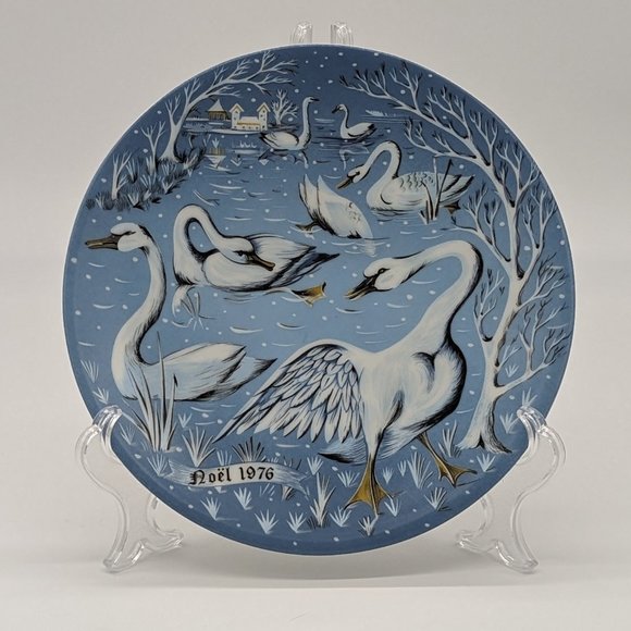 Vintage Two Haviland Limoges Christmas Plates Nine Ladies And Seven Swans 1970's - Picture 5 of 7